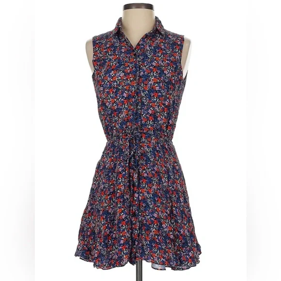 Parker Sleeveless Floral Dress Silk Blend Button Front Spring Summer Sundress