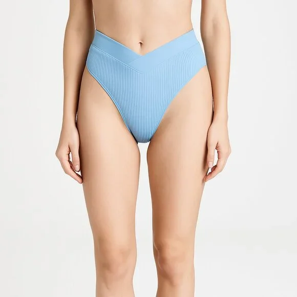 L*Space Ribbed‎ Bitsy Cut Bikini Bottom Blue Swimwear-XS-NWOT w/hygiene sticker