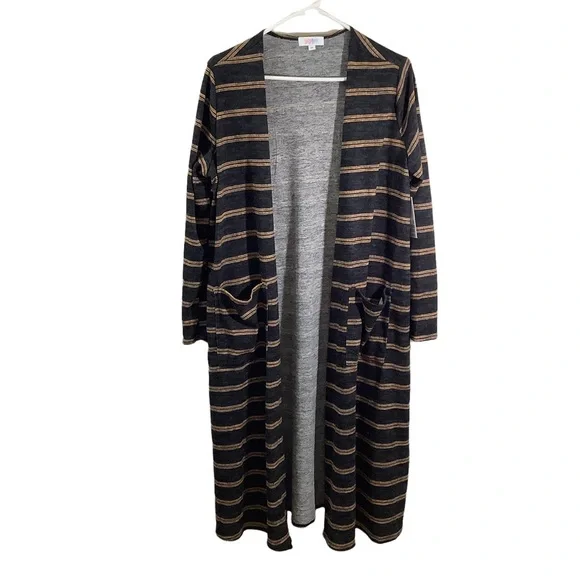 Lularoe Stripe Open Front Long Cardigan
