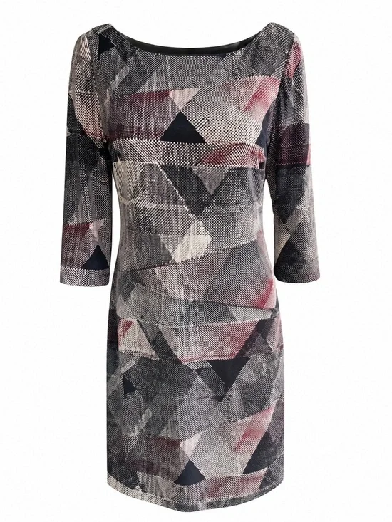Jessica Simpson Geometric Print Sheath Dress | SIZE 4 | Chic 3/4 Sleeve