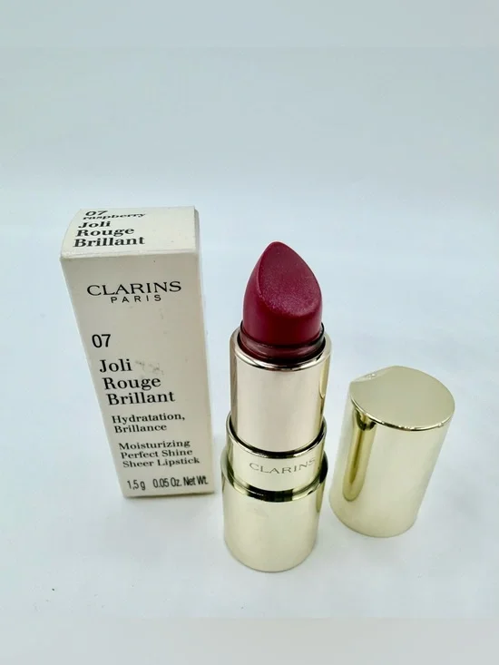 Clarins Joli Rouge Brillant Perfect Shine Sheer Lipstick in shade: 07 Raspberry
