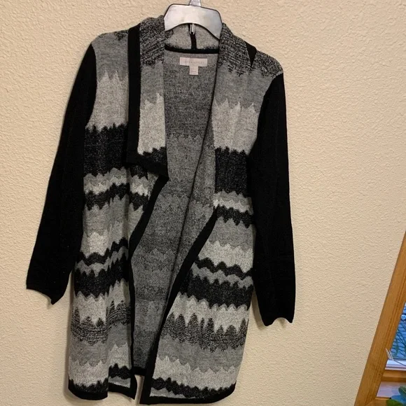 Laura Ashley long cardigan sz L wool blend winter fall preppy career work church