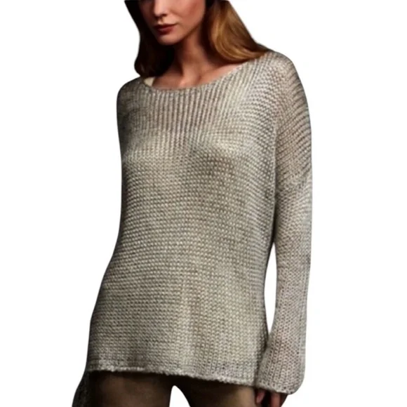 Vince Gray metallic silver Crew Neck long sleeve Sweater, size XS heavyweight