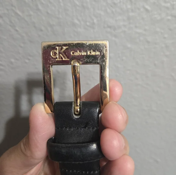 Vintage Calvin Klein Full Grain Black Leather Belt Size Medium