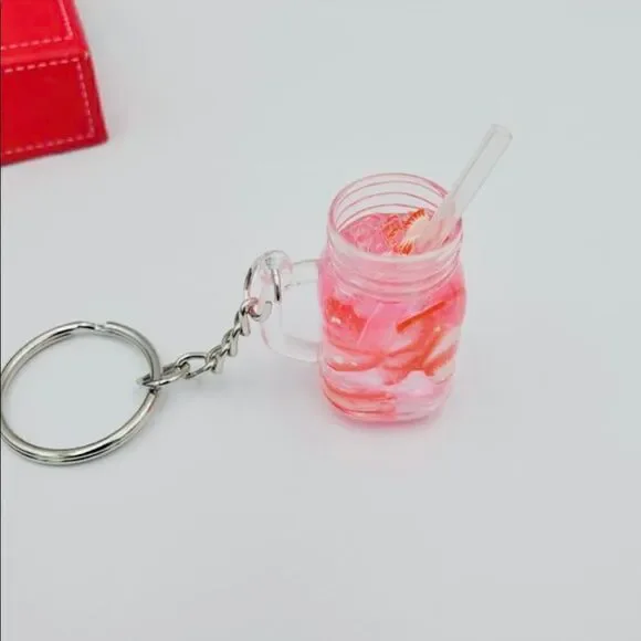 Strawberry Drink Cooler Keychain