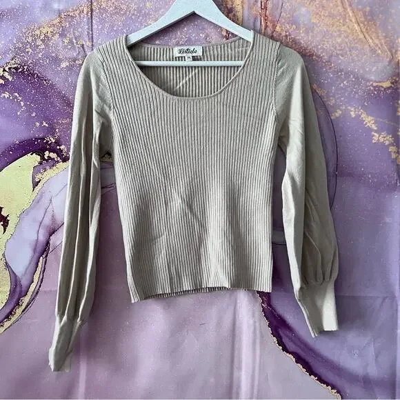5/$30 Listicle Ribbed Scoop Neck Sweater Cream M