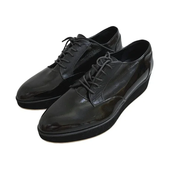 Vincis Bench VTG Black Patent Leather Platform Oxfords‎ Grunge Shoes 23.5 6.5 7