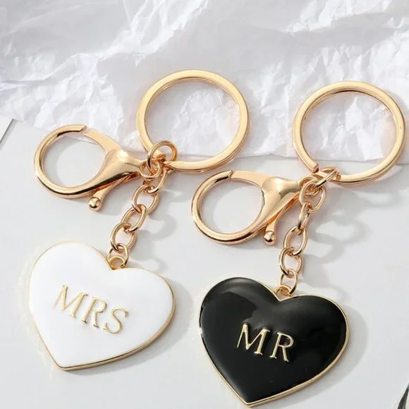 Mr. and Mrs. Heart Key Chain