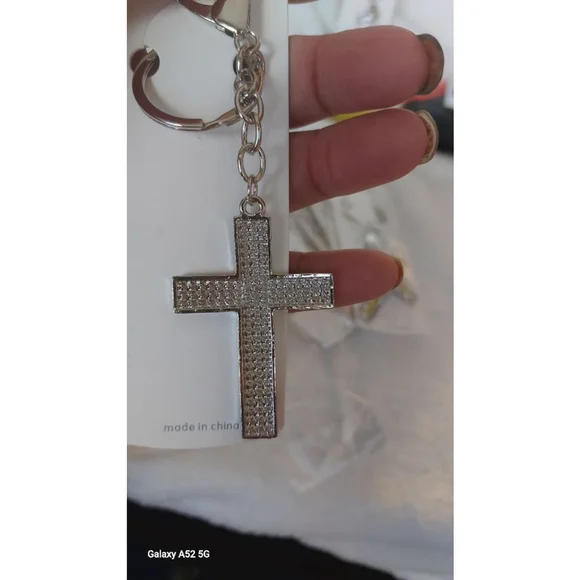Cross Rhinestone Key & Card Holder