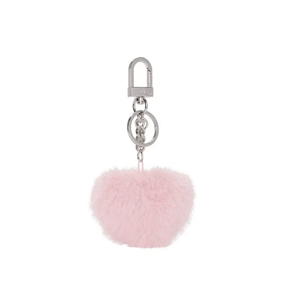NEW! VS PINK FAUX-FUR HEART KEYCHAIN CHARM
