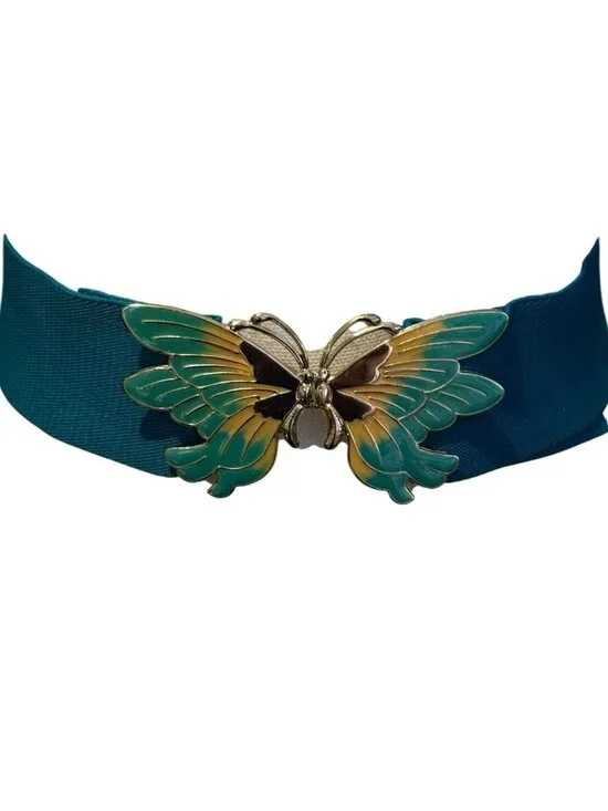 Vintage Butterfly Elastic Statement Belt Y2K Fairycore Fae Whimsy Festival Boho