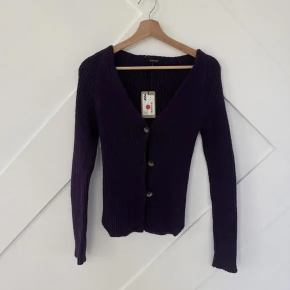 Rachel Comey Purple Rib Knit Cardigan Sweater Medium NWT