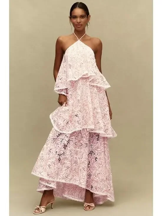 Elliott Valenica Tiered Halter Gown, NWT, Size M