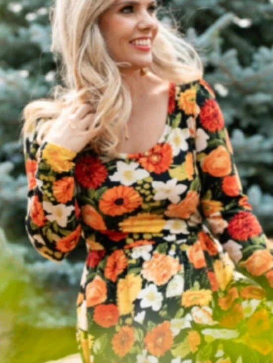 Lularoe Ryane Floral Dress Size Medium Colorful Boho Cottagecore Modest