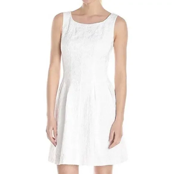 Just Taylor White Jacquard A-Line Lace Mini Dress Size 6 Small
