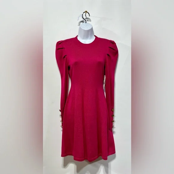 Crystal‎ Doll Fit & Flare Light Weight Sweater Dress Color Wine Size Small NWT