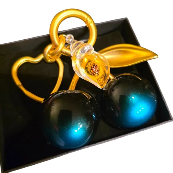 Turquoise and Black Ombre Large Cherry Purse Charm