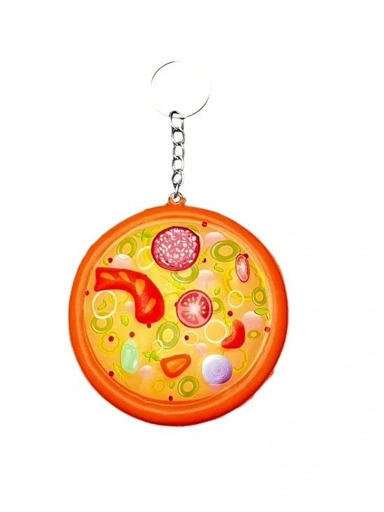 Pizza Veggie Pepperoni Shrimp Squishy Toy Best Seller Stress Relief Keychain