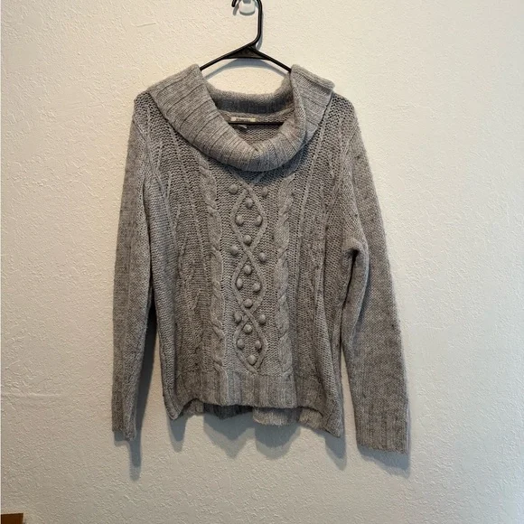 St. John's Bay Heather Gray Cowl Neck Bobble Sweater XL Knit Warm Soft Winter