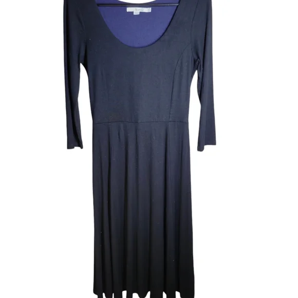 Boden Alanna Three Quarter Sleeve Knit Black Midi Dress size 4