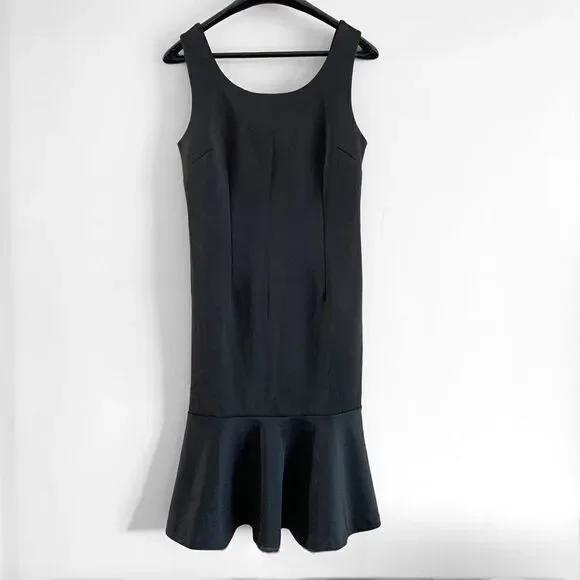Carmen Marc Valvo Black Ruffle Hem Dress
