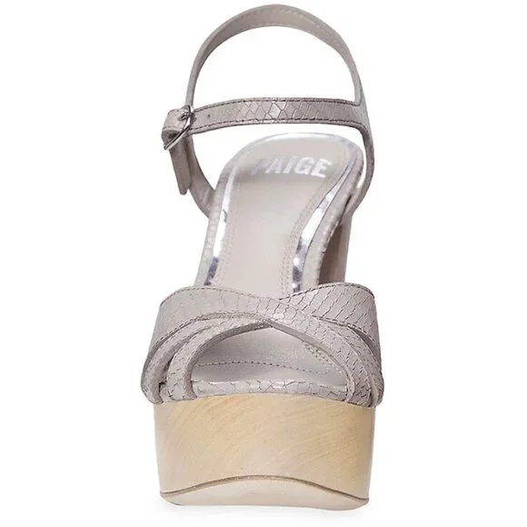 Paige Snake-Embossed Leather Platform Sandals
