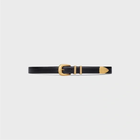 CÉLINE Paris Black Leather Belt – Classic and Elegant.