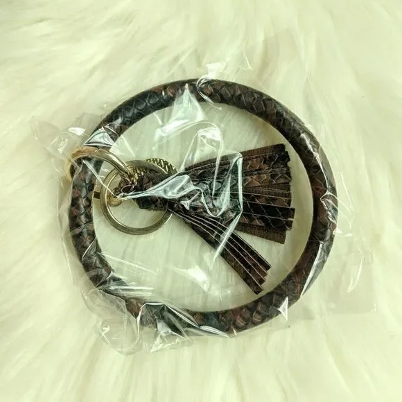 Wristlet bangle keychain bracelet tassel keyring