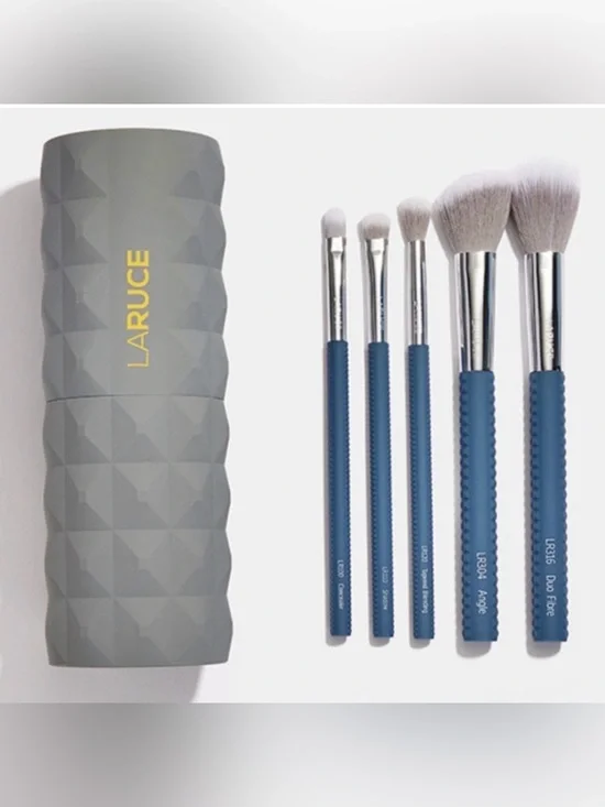 Laruce Beauty Christine 5 PC Makeup Cosmetic Brush Set and Hard Case Gray NEW