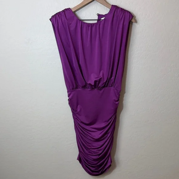Veronica Beard Bora Satin Ruched Mini Dress in Dark Violet Size 6