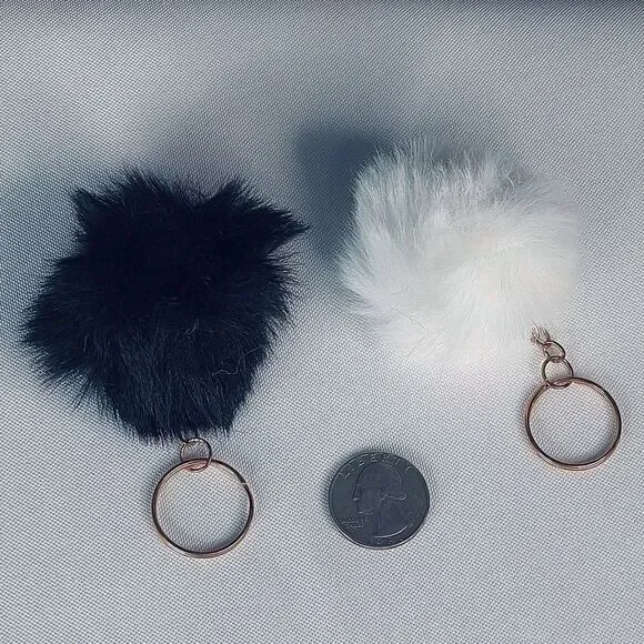 Black & White Pom Keychain Set, Small