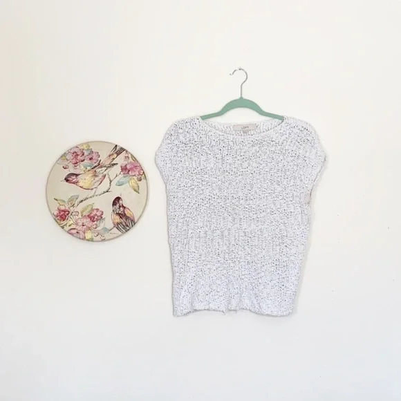 Loft Mini Macaron Popcorn Knit Sleeveless Sweater