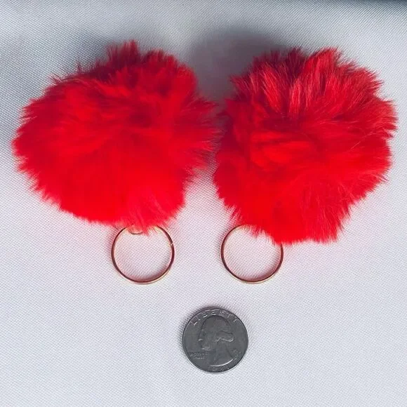 Red Pom Keychains, Small, Set of 2
