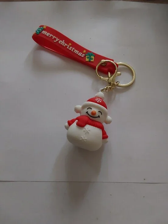 Merry Christmas Red & White Snowman Bag Charm