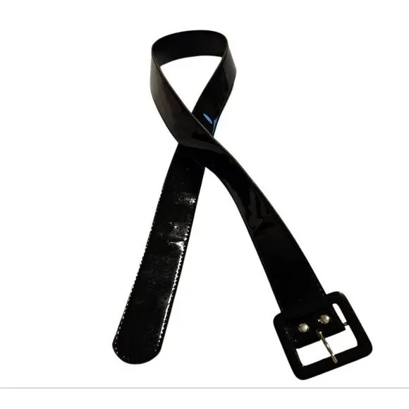 Shiny Faux Patent Black Women's Belt waist 32