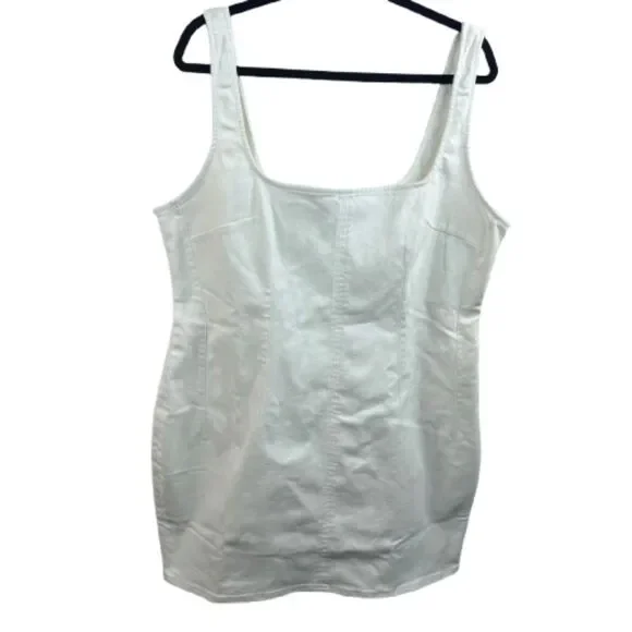 Good American NWT Cotton Blend Cloud White Structured Sleeveless Dress 3XL-$149