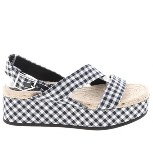 Rag & Bone Womens Megan Blue Espadrilles 5 Checkered