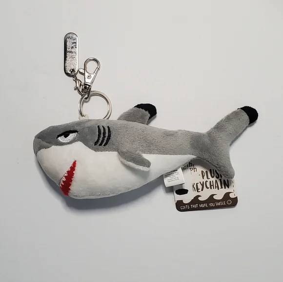 Earth Nymph Shark Plush Keychain Grey & White NWT Rare Gift Purse Hawaii Ocean