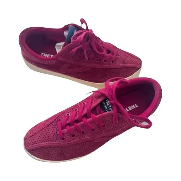 Tretorn Nylite Sneakers Low Platform Women’s US 7 Red Suede Casual Tennis Style