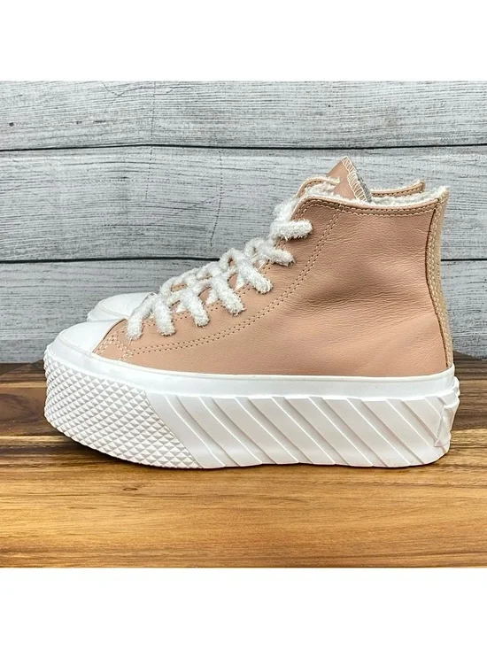Converse Chuck Taylor All Star 2X Platform High Sherpa Vachetta Beige Womens 6.5