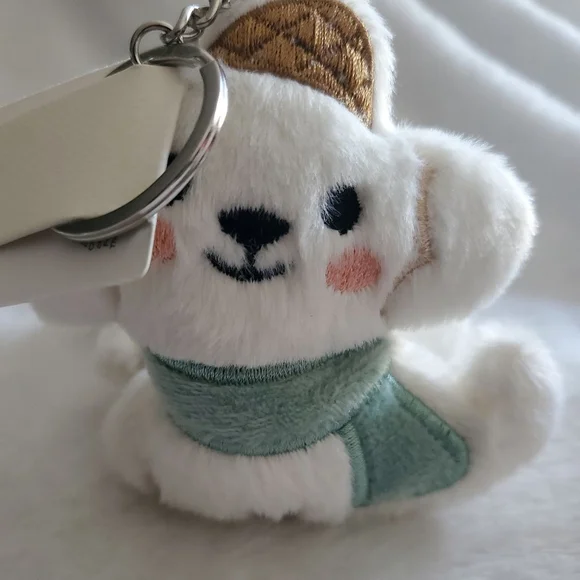 Barf Barf! Stuffed Animal White Green Dog Keychain or bag charm