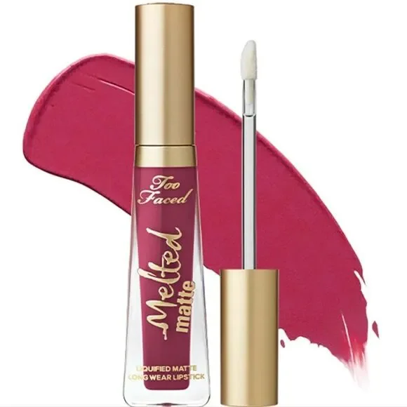 Too Faced Matte Plumpinh Liquid Lipstick in Bend and Snap- Cool Berry Tone