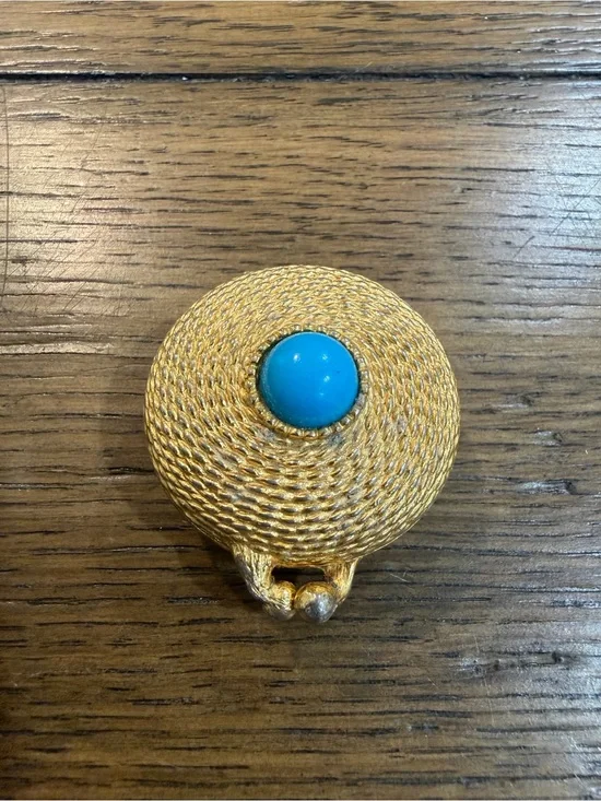 Estee Lauder Gold-Tone Compact with Turquoise Cabochon