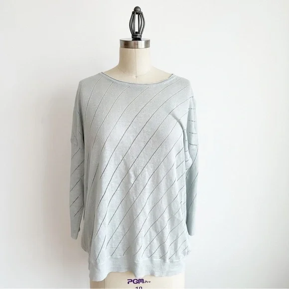 Wrap London Women's Lightweight Sweater Linen Grey Size 14 Open Back