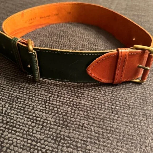 Osprey London Womens Genuine Leather Belt Forest Green Brown EUC Size 30 Small M
