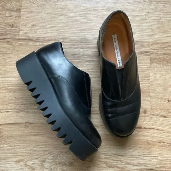 & Other Stories Black Leather Platform Derby Shoes Creepers 8.5