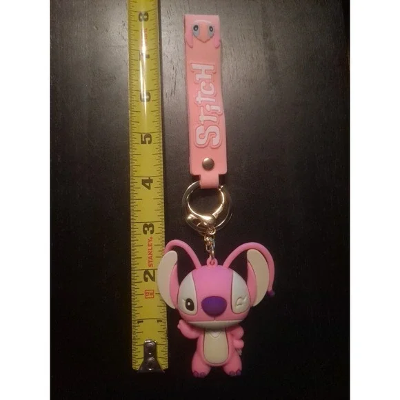 Disney Stitch &‎ Angel 3D PVC Keychain Backpack Clip Keyring Pendant Wristlet
