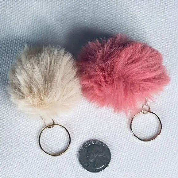 Dusty Pink & Tan Pom Keychain Set, Small