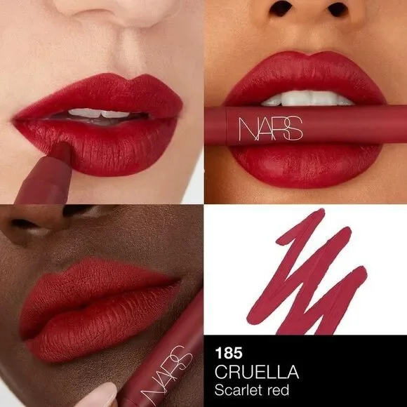 NARS Powermatte High-Intensity Lip Pencil, 185 Cruella (Scarlet Red), .08 oz NIB