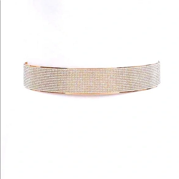 Gold Crystal Metal Adjustable Waist Statement Belt
